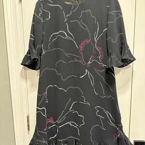 Alfani Black and Pink Floral lined swing Dress